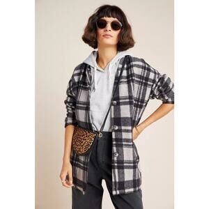 Michael Stars Dakota Boyfriend Cardigan Jacket, Black White Plaid  Womens Sz XS